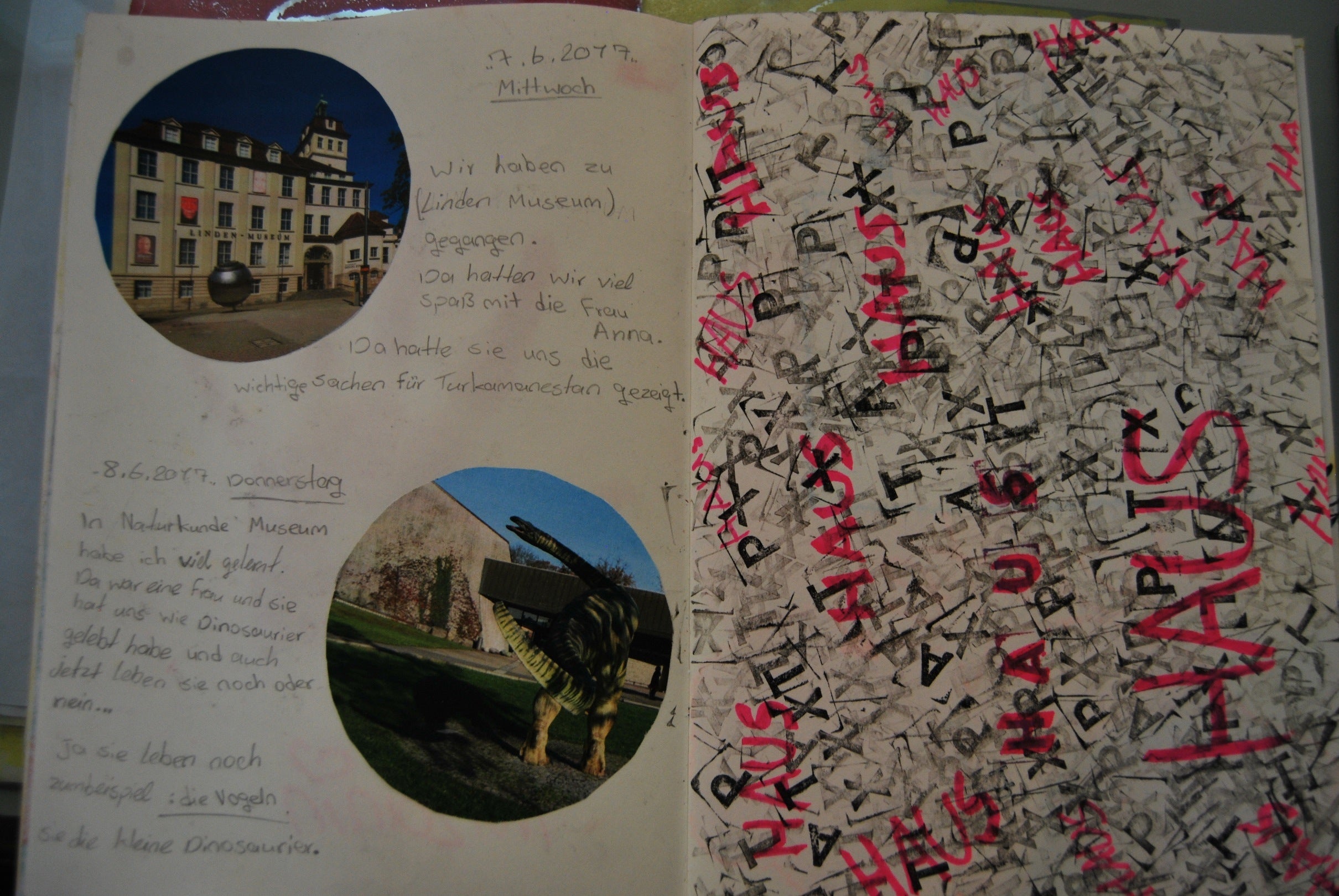 Dokumentationsheft eines Teilnehmers, Impressionen Linden-Museum und Naturkundemuseum